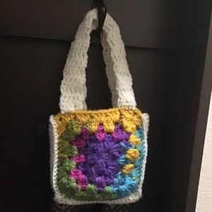 Crocheted granny square mini purse